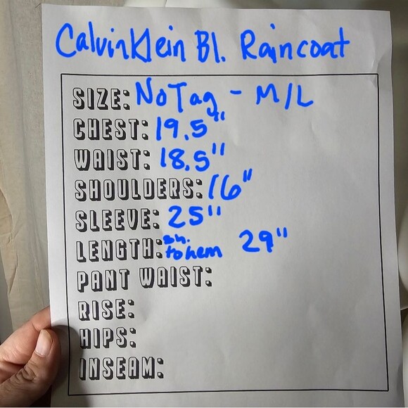 Calvin Klein Black Raincoat with Removable Hood size M/L - Picture 14 of 14